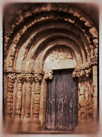Doorway of 13th century church - Bravaes, Minho