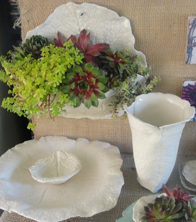 White Cabbage Leaf - Wall Pocket, Vase & Bowls