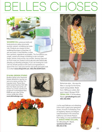 D'alma items featured  in HOOK magazine (page 23)