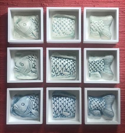Fish Triptych Tile Wall Art - each measures 4x4 inches