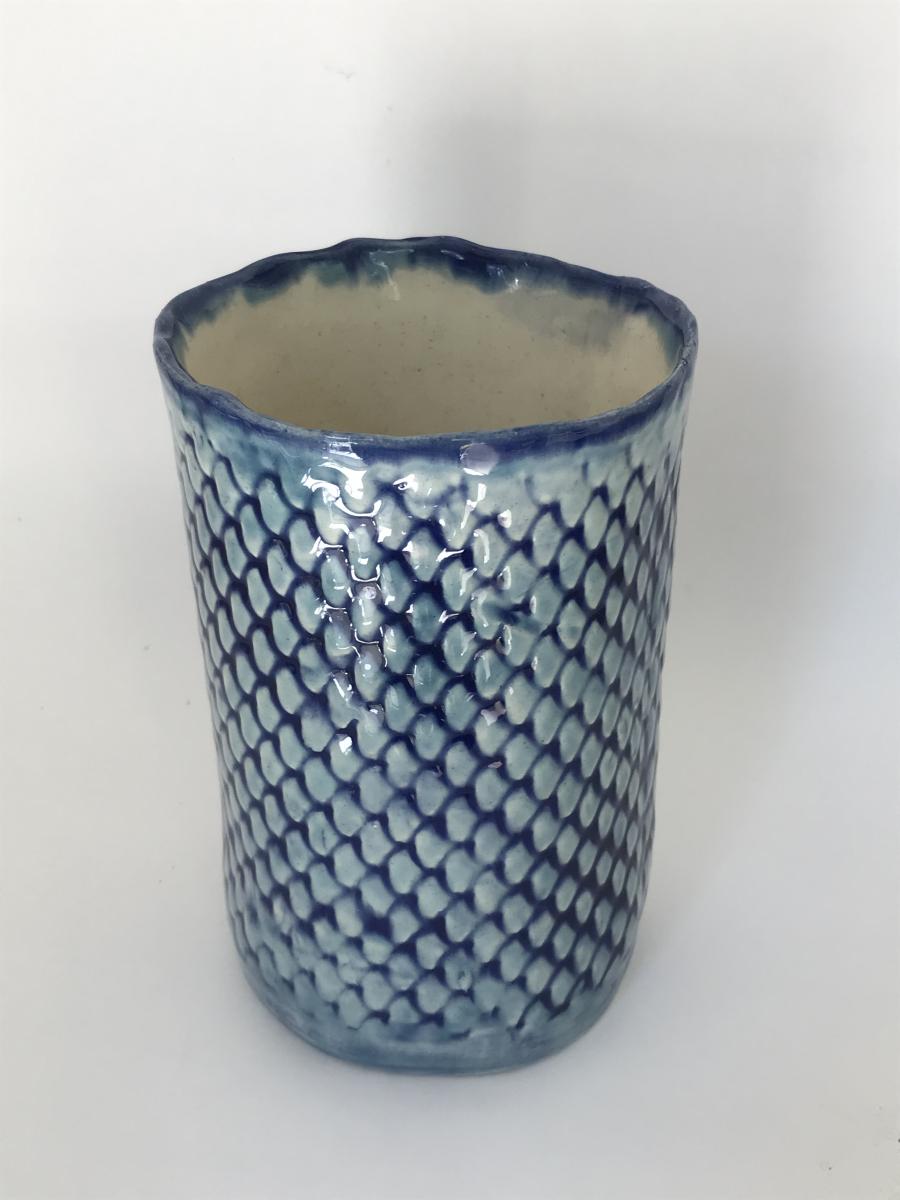 Large 7 Inch Fish Scale Vase